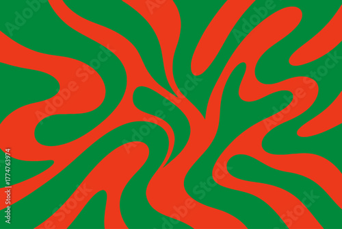 Psychedelic abstract swirl background seamless pattern red and green colors