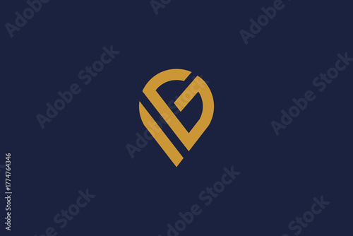 Minimal Letter G with Location Logo Icon Design Vector Template
