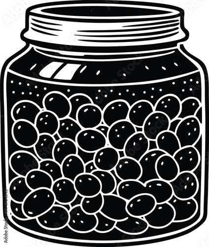Jar of olives preserved in brine silhouette illustration