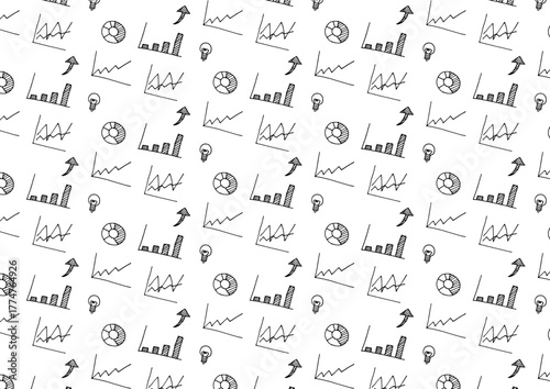 白黒の手描きグラフパターン背景素材