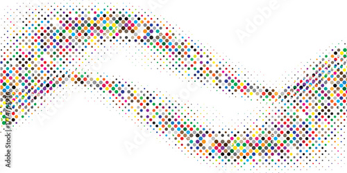 A vivid shower of rainbow-colored bubbles cascading diagonally, creating a lively and effervescent pattern on a white background.