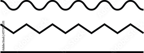 Black and white wave, zigzag, and straight line pattern for modern minimalistic designs and creative projects, simple abstract element for backgrounds