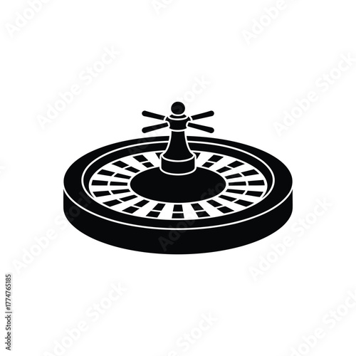 Black and white silhouette of a roulette wheel