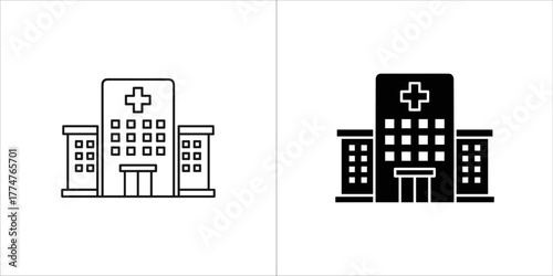 Hospital building icon, medical care center