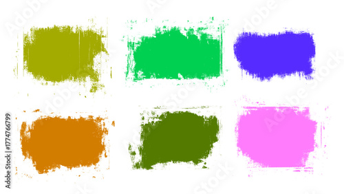 Brush stroke vector collection. rectangles and brush lines, isolated on white background. Grunge textured design elements