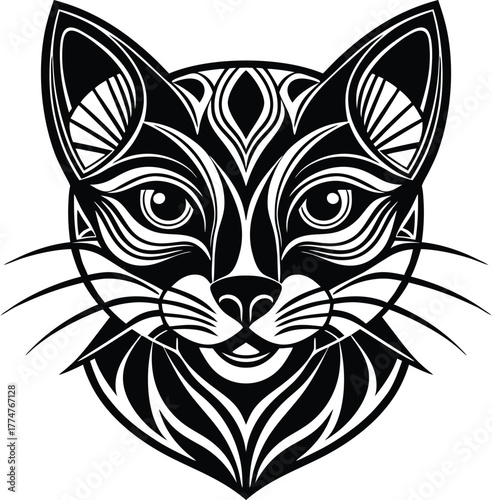 black and white cat vector