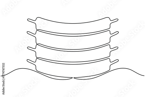 Human rib bone continuous one line drawing on white background minimalist anatomy cage outline vector illustration