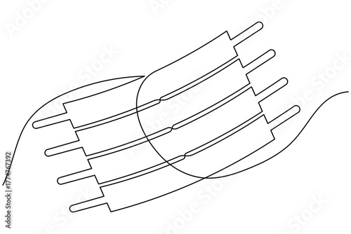 Human rib bone continuous one line drawing on white background minimalist anatomy cage outline vector illustration