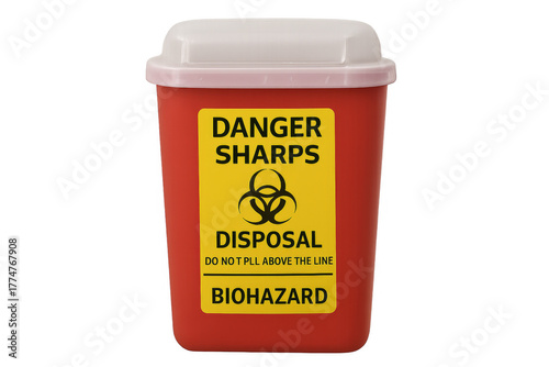 Sharps container for medical biohazard waste disposal