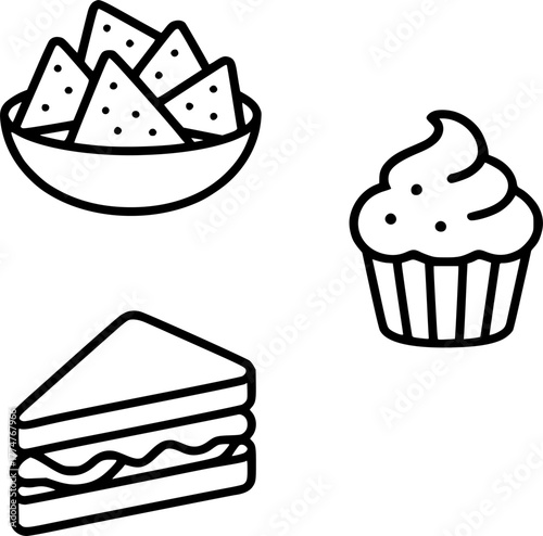 Nachos. bakery, cupcake, sandwich sign, symbol, vector, art