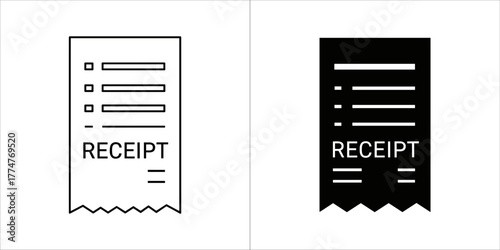 Receipt icon vector, bill symbol, financial document