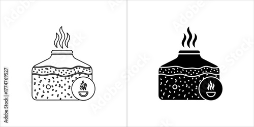 Alcohol burner icon in black and white
