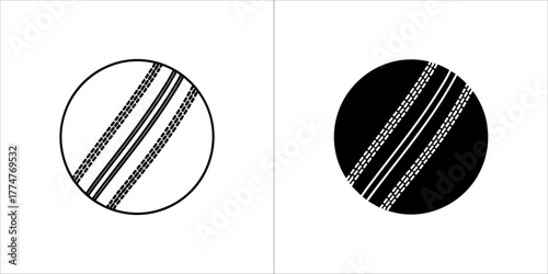 Cricket ball icon in black and white