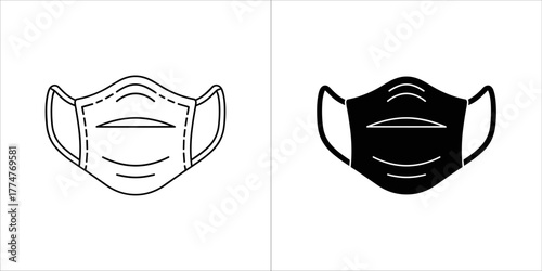 Outline and silhouette of a face mask