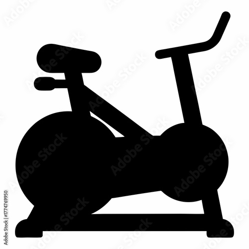 Black silhouette of an indoor stationary exercise bike for fitness