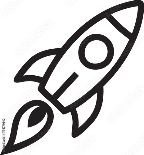 Minimalist Rocket Icon Vector Symbol Design