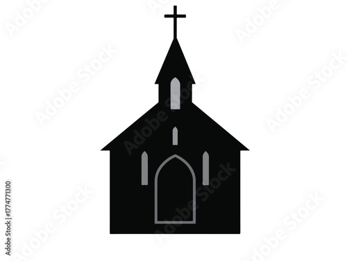 Beautiful Church icon and vactor image in silhouette.