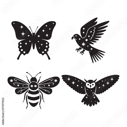 Starry Animals Silhouette Svg