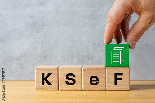 National e-Invoicing System KSeF for issuing, sending, receiving, and storing invoices. Certificate and authorization module in KSeF. Financial and business concept.