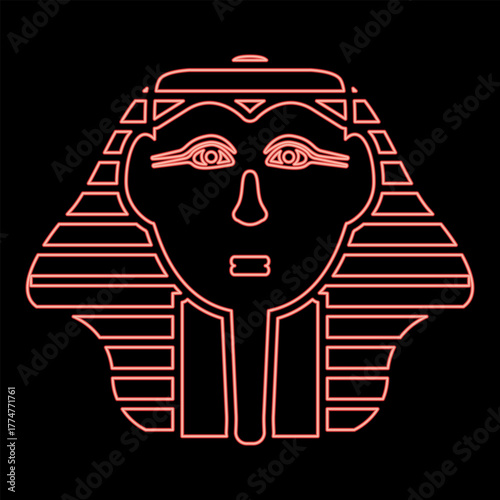 Neon head pharaoh cop faro mask red color vector illustration image flat style