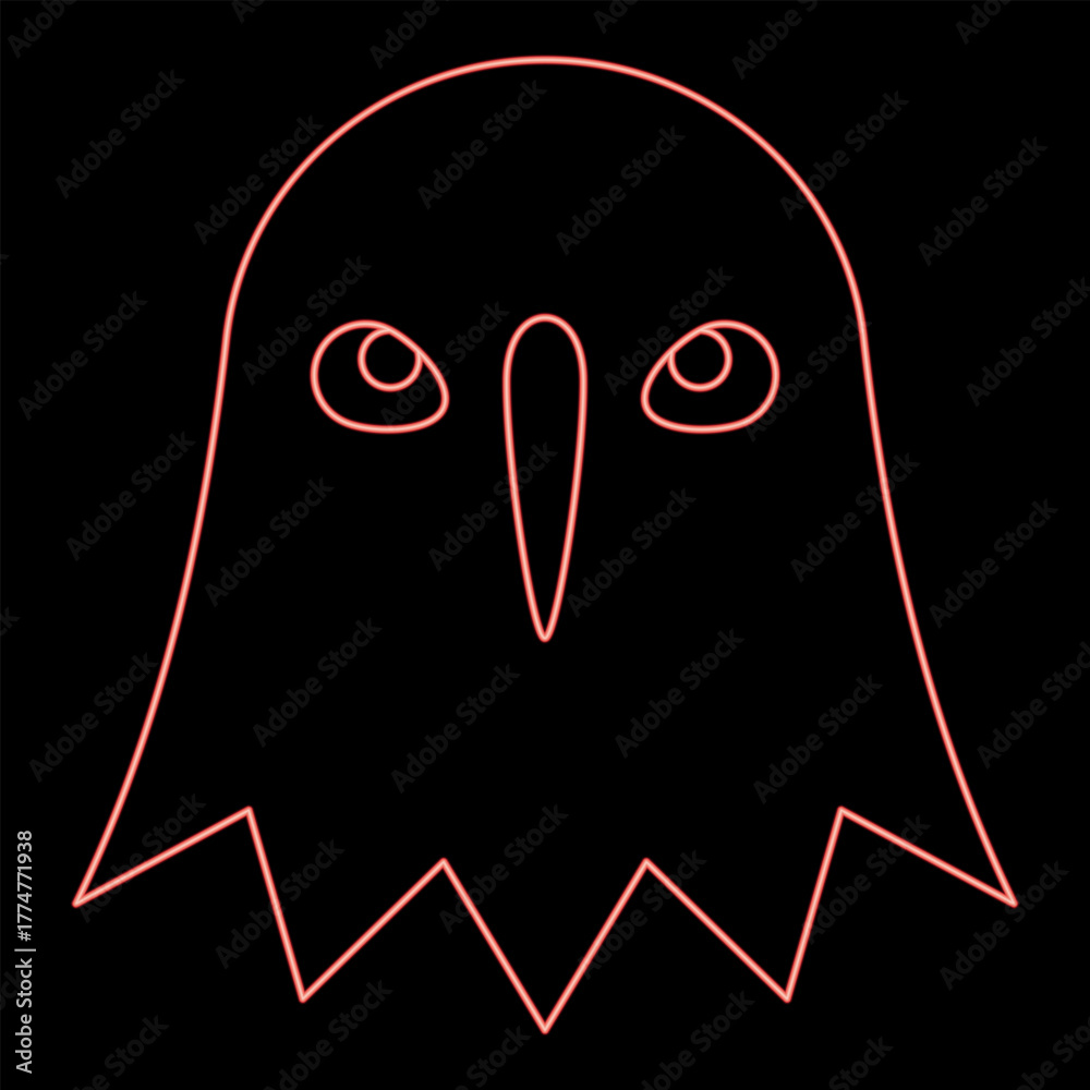 Obraz premium Neon eagle head falcon egyptian mythology Ra Ancient deity sun sky hunter red color vector illustration image flat style