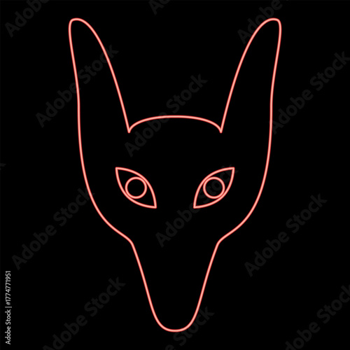 Neon head jackal red color vector illustration image flat style