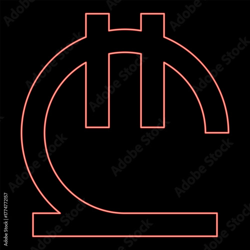 Neon georgian lari currency symbol GEL money sign red color vector illustration image flat style