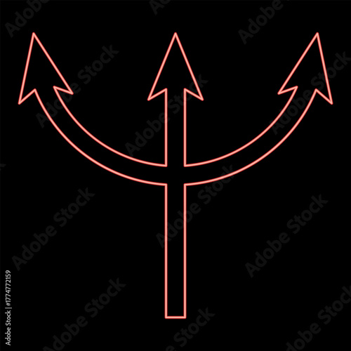 Neon trident Neptune red color vector illustration image flat style