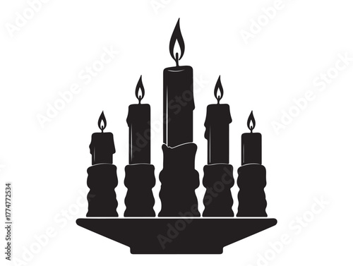 Christmas ten candle new icon in silhouette white background۔