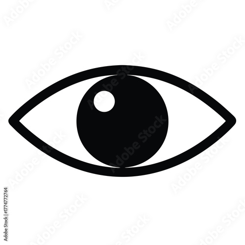 Stylized human eye illustration in black and white simple design