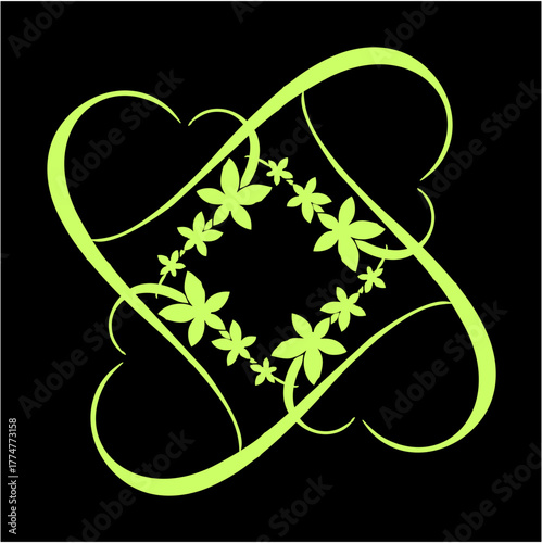 Canvas-taulu Glowing lime petals entwine in graceful symmetry, radiating vitality and balance—where nature’s bloom meets modern elegance in luminous serenity