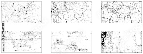 Grunge texture effect set.. Black isolated on white background. Rusted white effect. Grunge design elements. Vector illustration