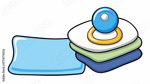 Cartoon pacifier and towels perfect for a newborn infant