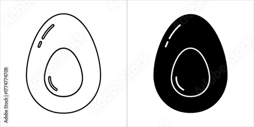 Outline and silhouette of a hardboiled egg