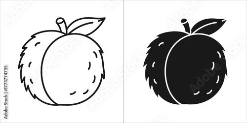 Outline and silhouette of a peach