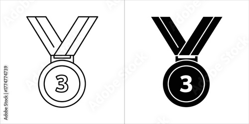 Bronze medal icon with the number 3