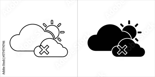 Weather icon showing sun behind clouds with a cross symbol
