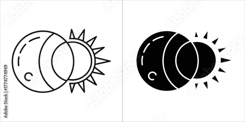 Outline and silhouette of a solar eclipse