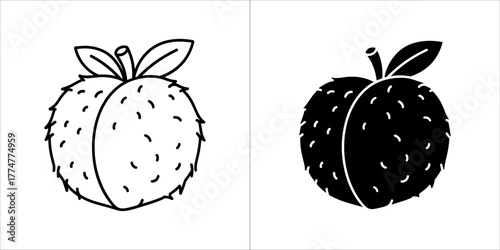 Outline and silhouette of a peach
