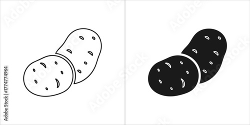 Outline and silhouette of two potatoes