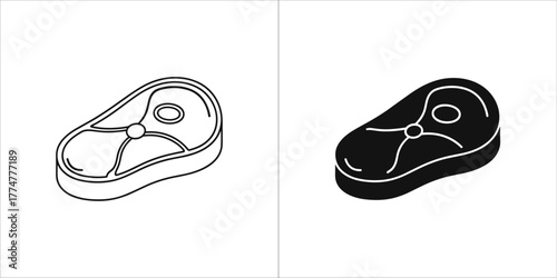 Raw steak icon, beef steak cut