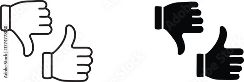 thumbs up and thumbs down  icon vector graphic illustration  with white background flat hand made icon fill icon .