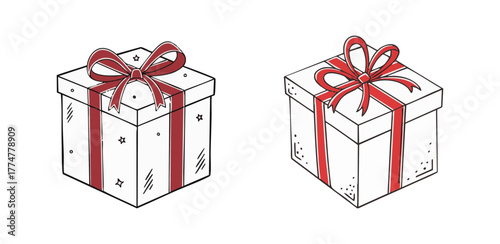 Minimalistic gift box with a bow, festive vector illustration