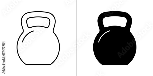 Outline and silhouette of a kettlebell isolated on a