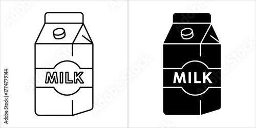 Milk carton in outline and solid black