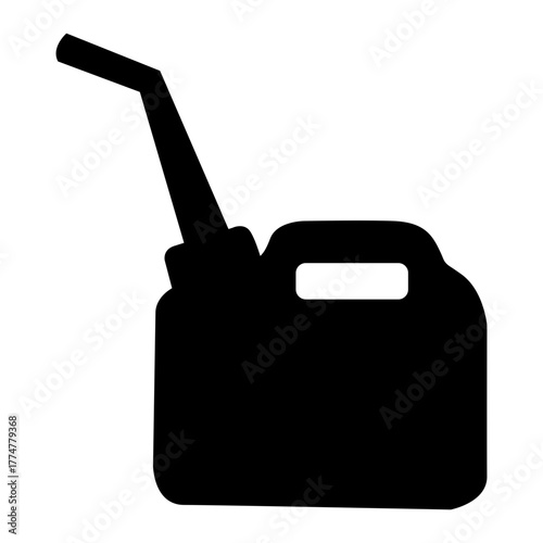 Solid Black Silhouette Vector Icon of a Gas Can with a Spout, Symbolizing Fuel, Gasoline, and Energy