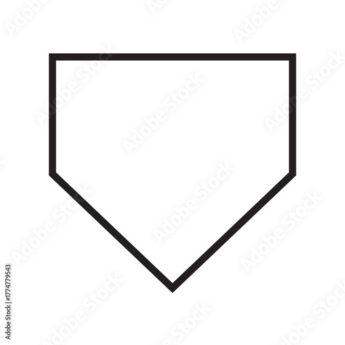 Simple Black Outline Vector Icon of a Baseball or Softball Home Plate, Representing Sports, Games, and Scoring.