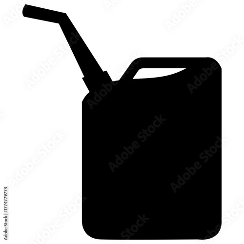 Black Silhouette of a Gas Can or Jerrycan with Spout Icon Vector Isolated on White Background