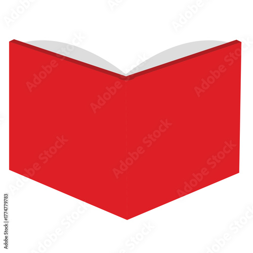 Open Red Book Cover Flat Icon Vector Illustration Isolated on White for Education and Reading