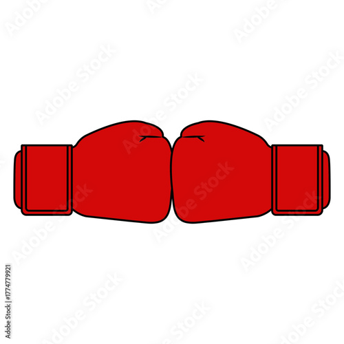 Vector Illustration of Two Red Boxing Gloves Facing Each Other, Ready for a Match